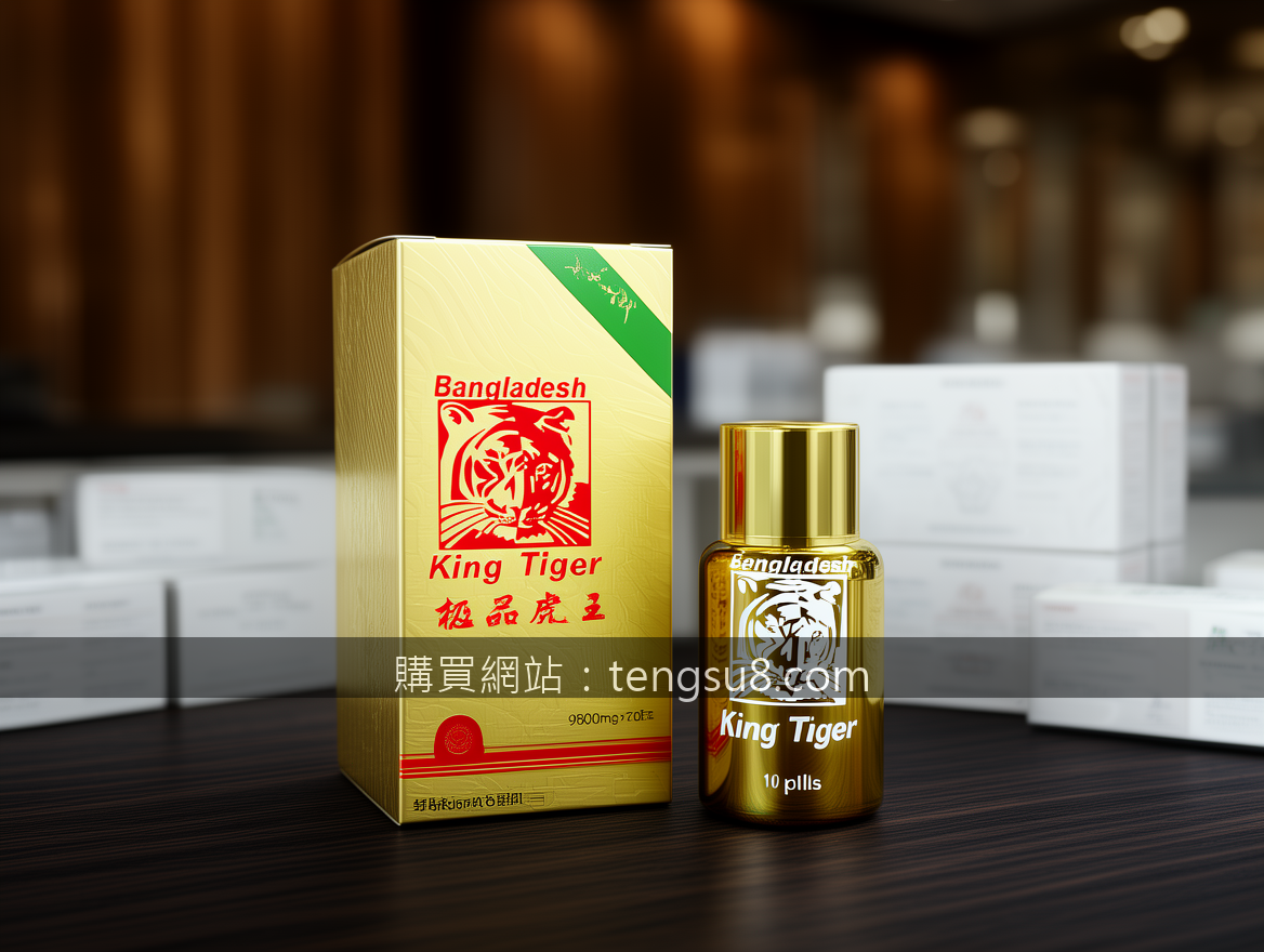 Luxury scene product photography. Place the King Tiger 9800mg 10 pills supplemen